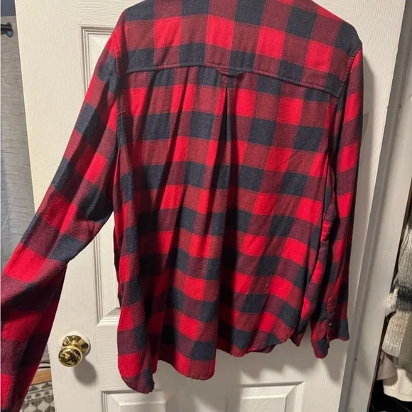 Red and Navy Plaid Button-Up Shirt - Picture 2 of 2